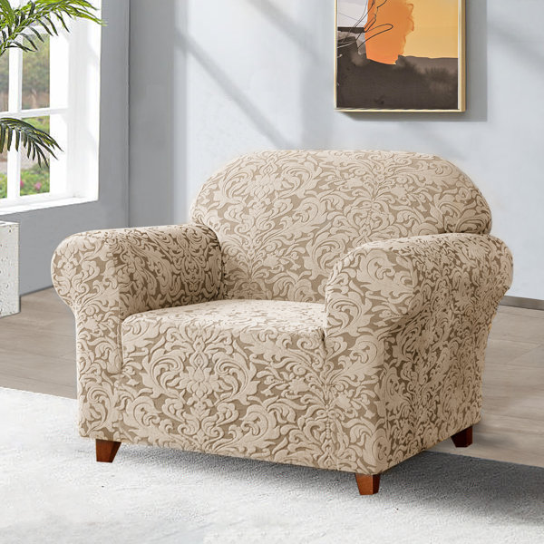 Charlton Home® Damask Printed Stretch Box Cushion Armchair Slipcover